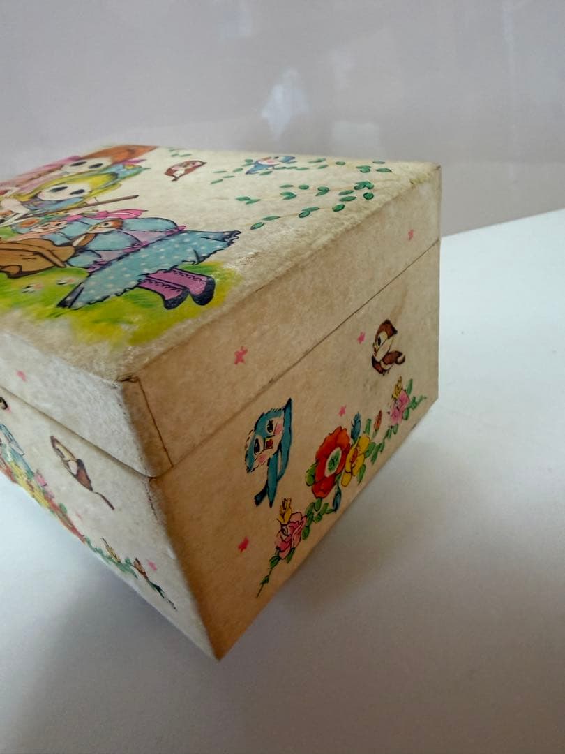 昭和レトロ FUJI 赤とんぼ バレリーナ回転オルゴール宝石箱 少女柄　当時物