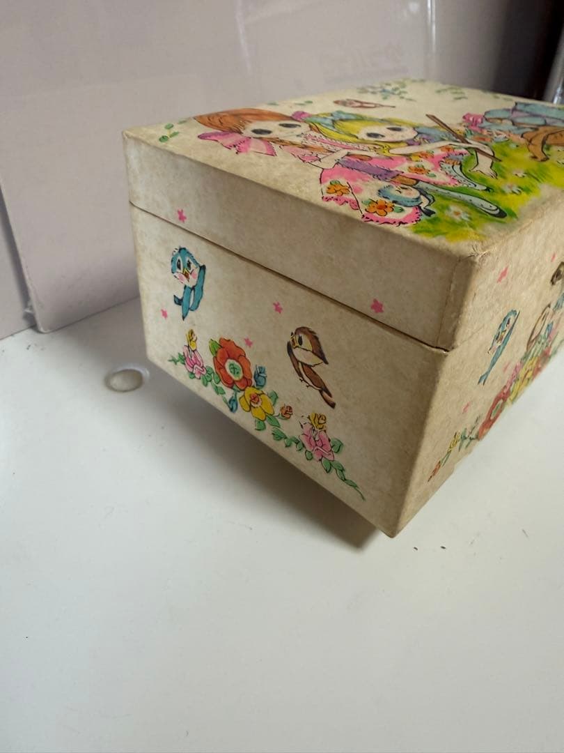 昭和レトロ FUJI 赤とんぼ バレリーナ回転オルゴール宝石箱 少女柄　当時物