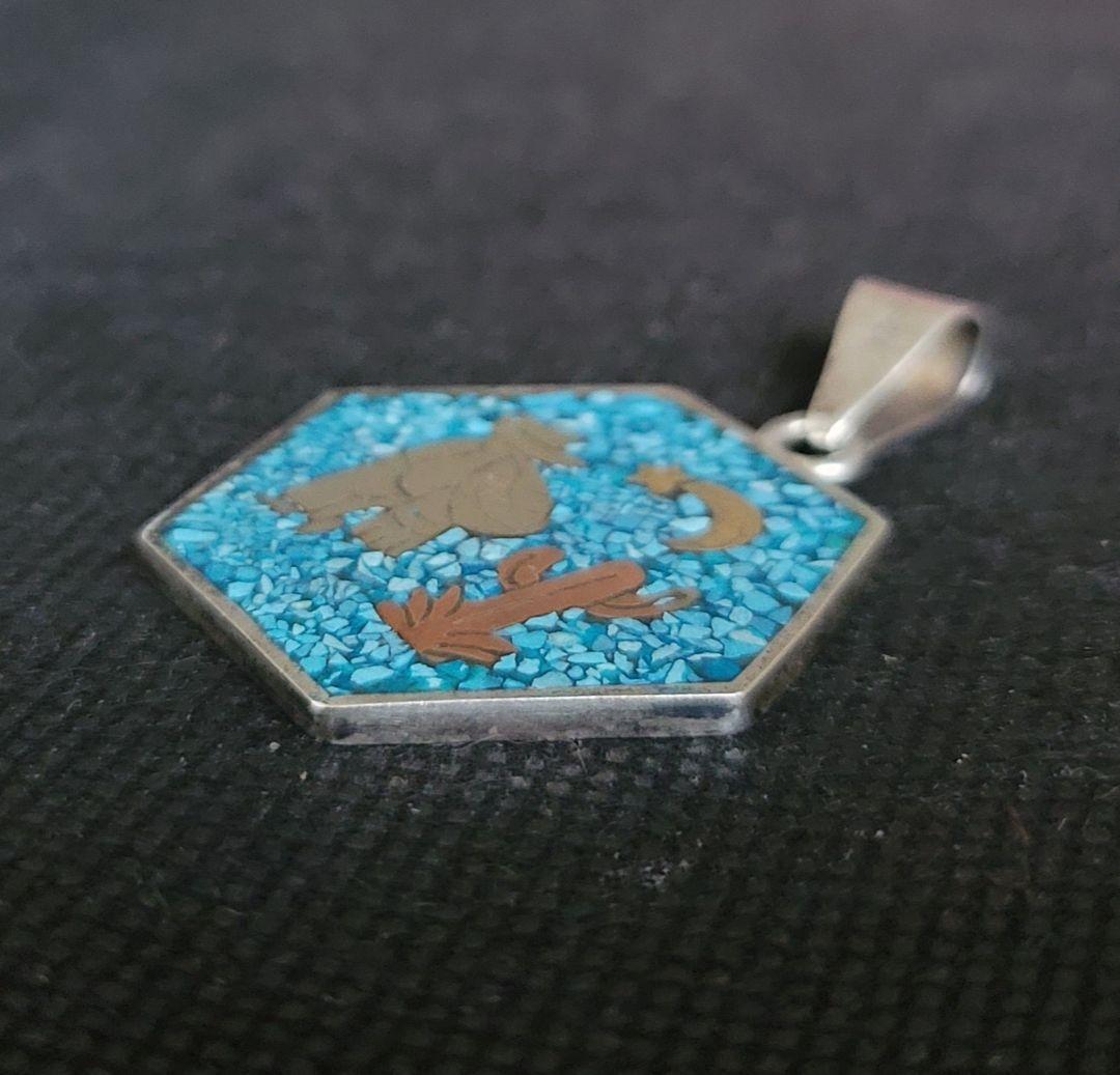 ペンダントトップ　トルコ石　メキシコ　ターコイズ　チャーム