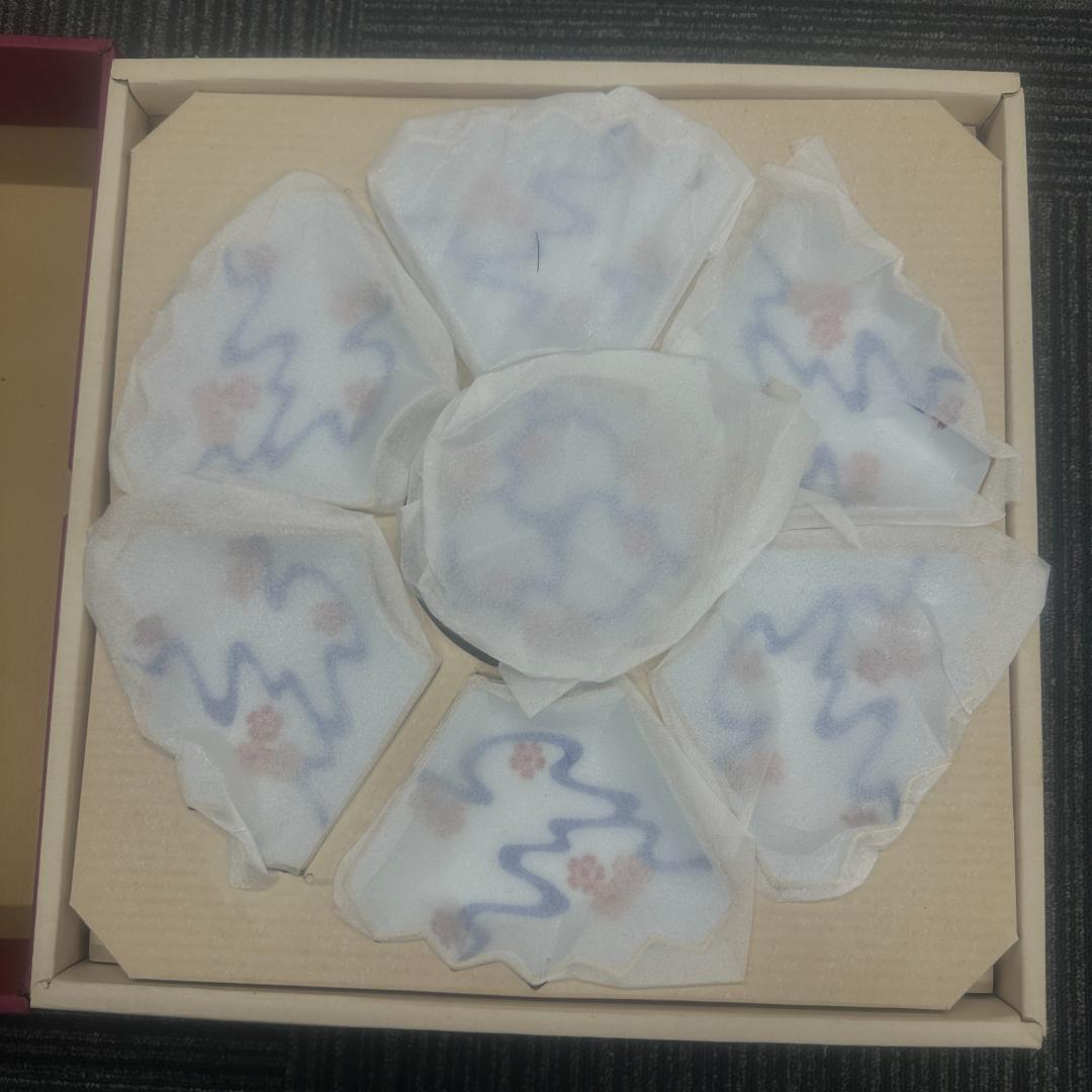 深川製磁 川に桜 オードブル皿セット 中心の丸皿1枚 お正月