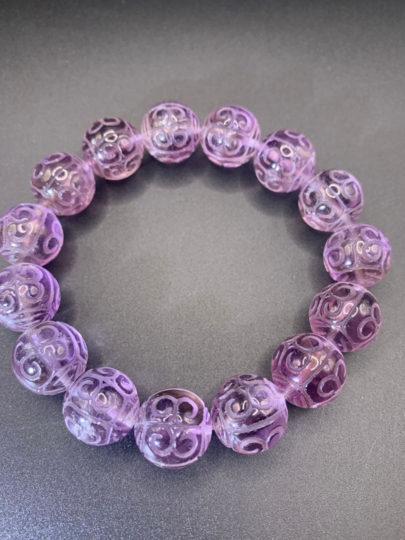 アメジスト回文珠ブレスレット　14ミリ　内径17