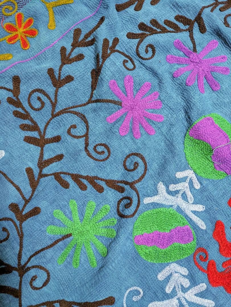 158 ヴィンテージ / カンタキルト / ソファカバー スザニ刺繍 / 大判