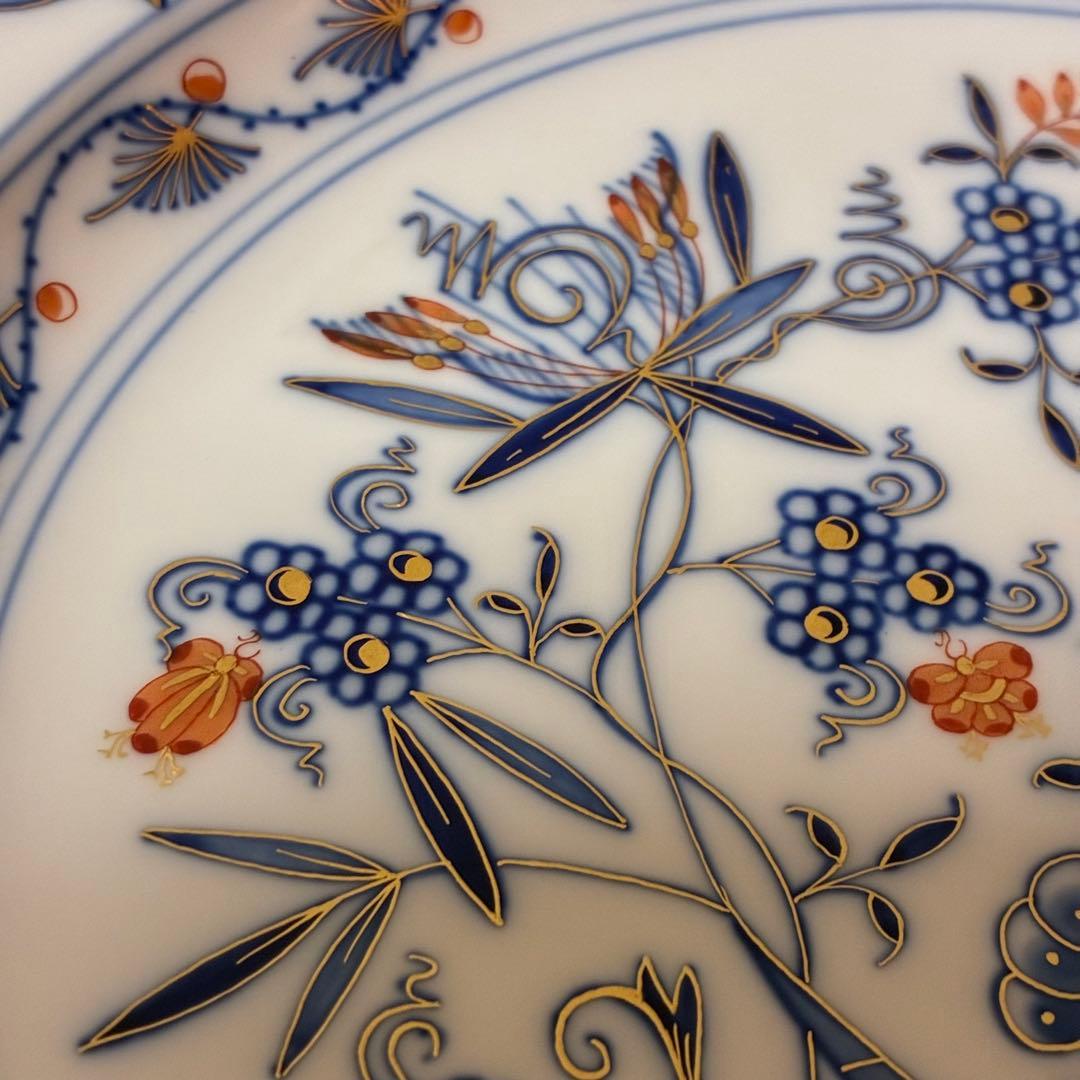 マイセン ブルーオニオン レッド＆ゴールド 朱金プレート 一級品