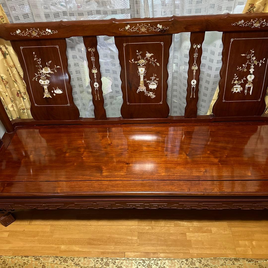 最終価格　骨董品　螺鈿　ベンチチェア　長椅子