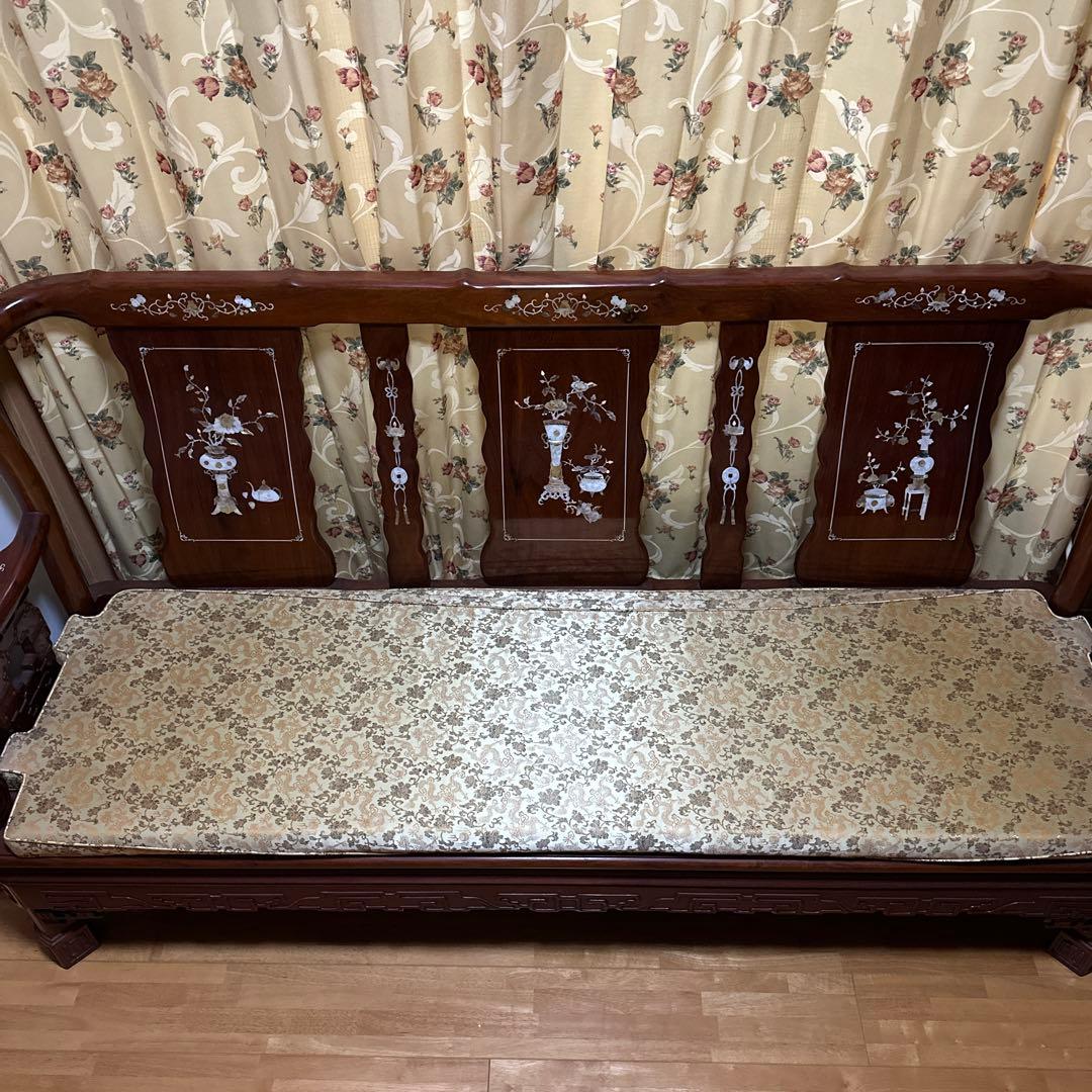 最終価格　骨董品　螺鈿　ベンチチェア　長椅子