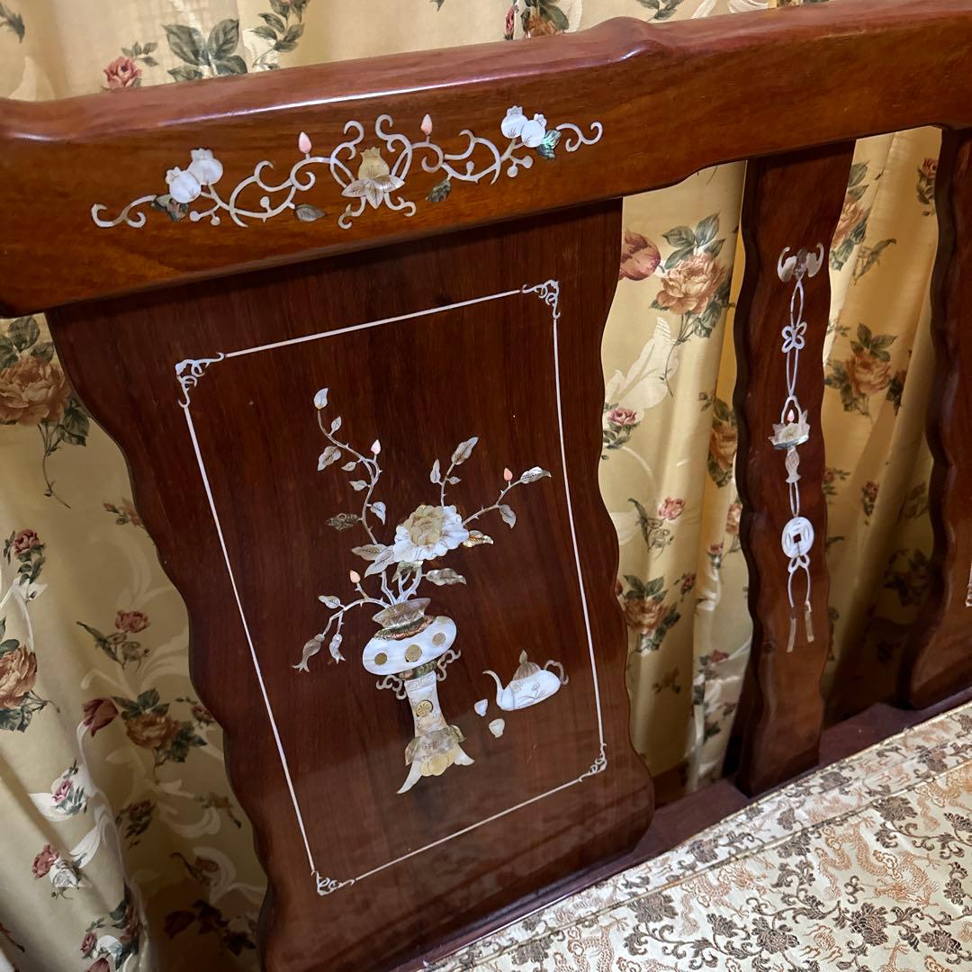 最終価格　骨董品　螺鈿　ベンチチェア　長椅子