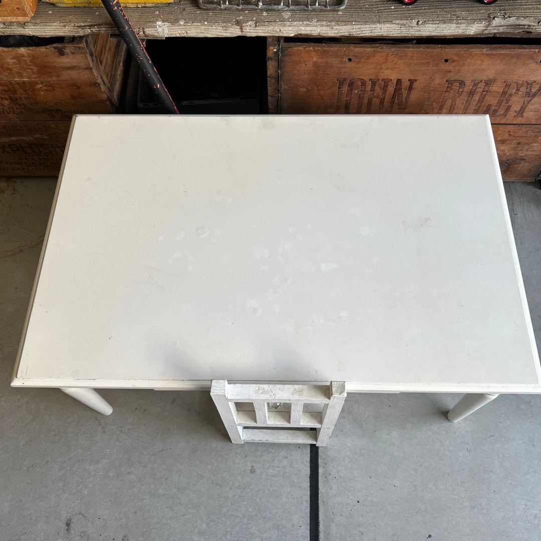 現行ビンテージ デスク & ミニ椅子 セット シャビー ホワイト ローテーブル