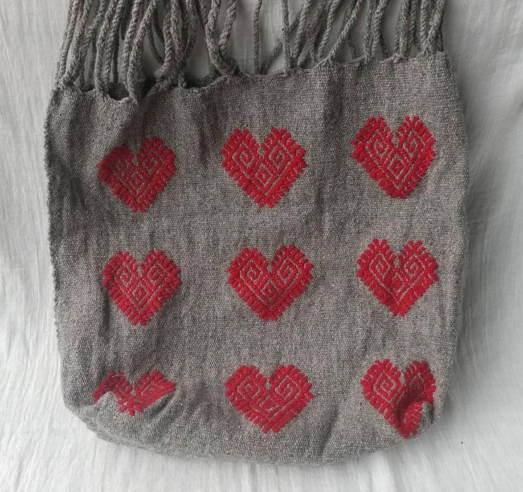 メキシコ・チャムラ村刺繍　ウール バッグ