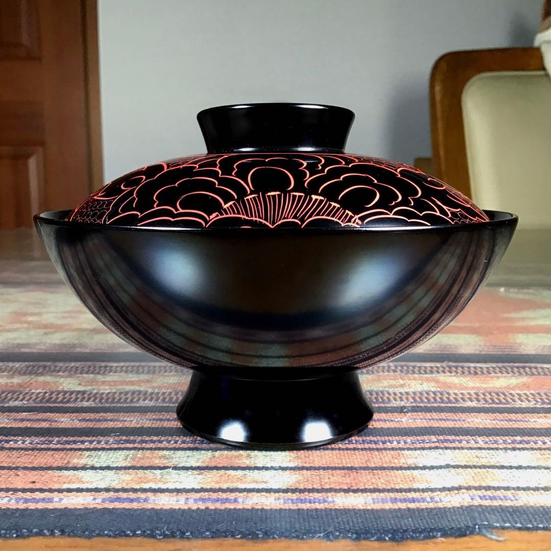 『暮らしのうー特価』　『未使用・小痛み』　越前塗　蓋付お椀　5客