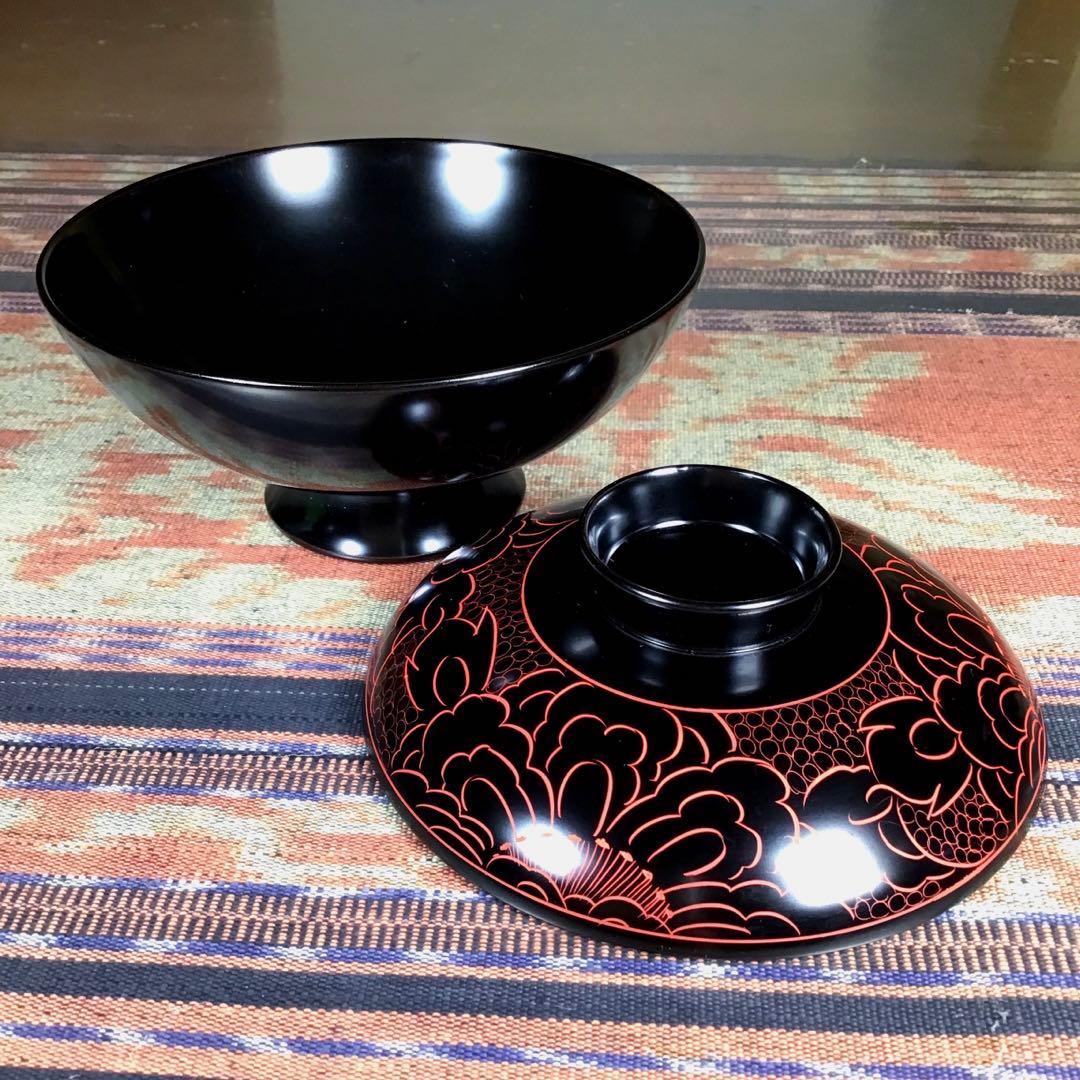 『暮らしのうー特価』　『未使用・小痛み』　越前塗　蓋付お椀　5客