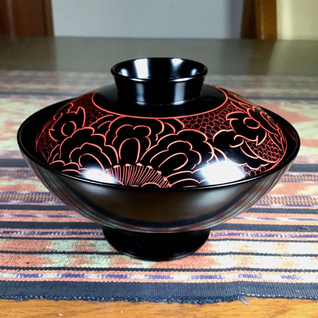 『暮らしのうー特価』　『未使用・小痛み』　越前塗　蓋付お椀　5客