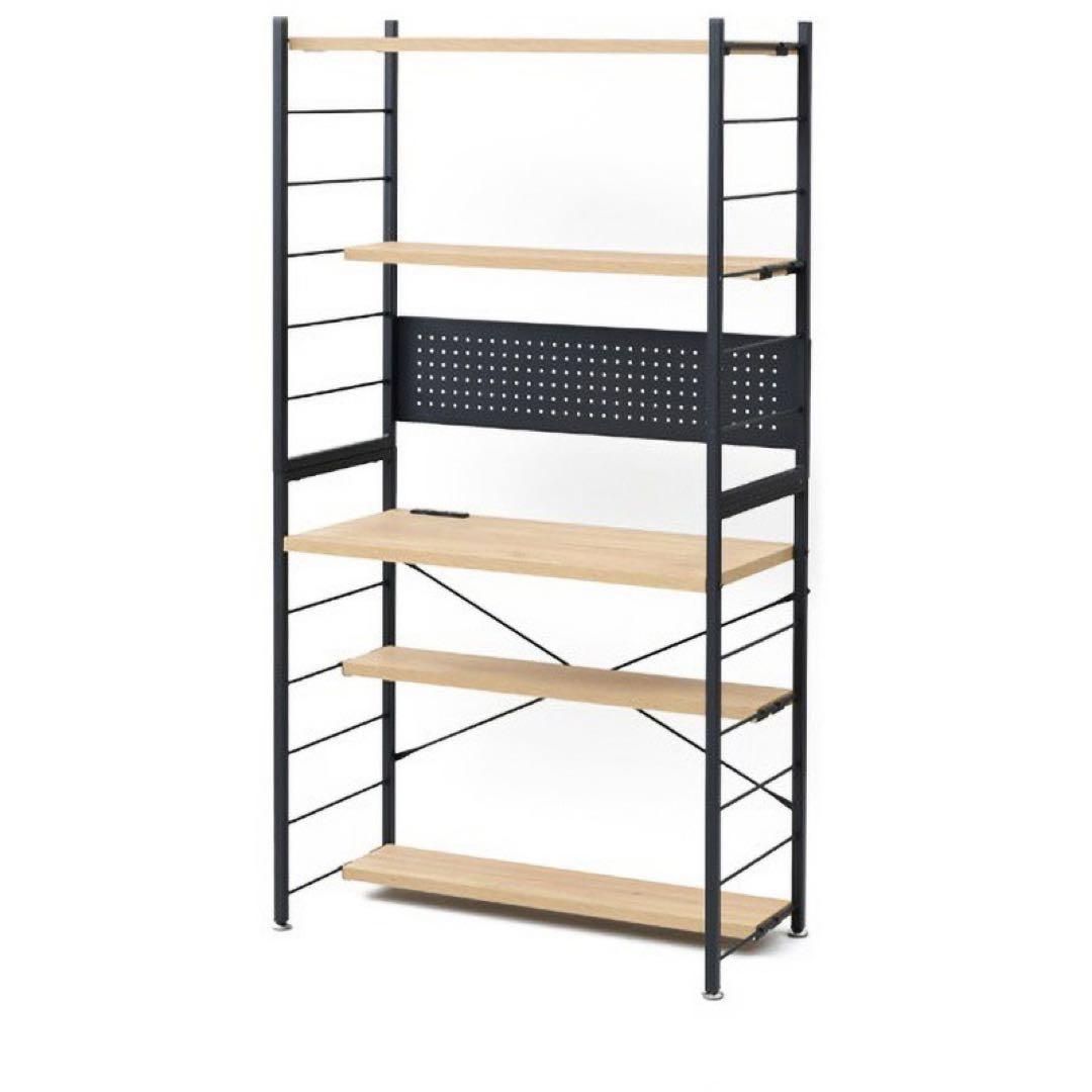 新品未使用箱不良　山善ウッドシェルフデスクMWSD-1680E(OAK/SBK)