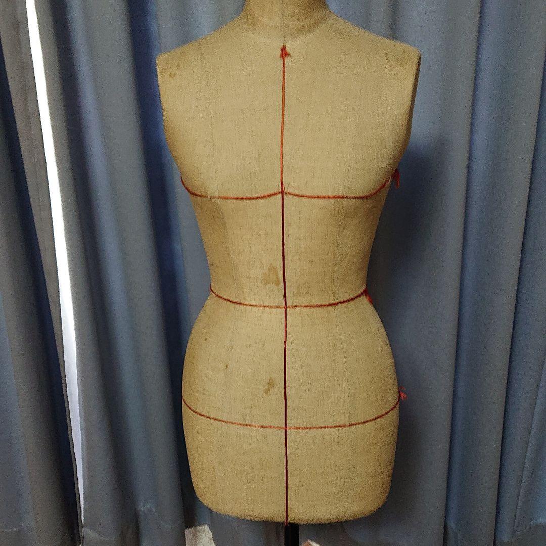 トルソー アンティーク 洋裁ライン ボディ スタンド鉄脚