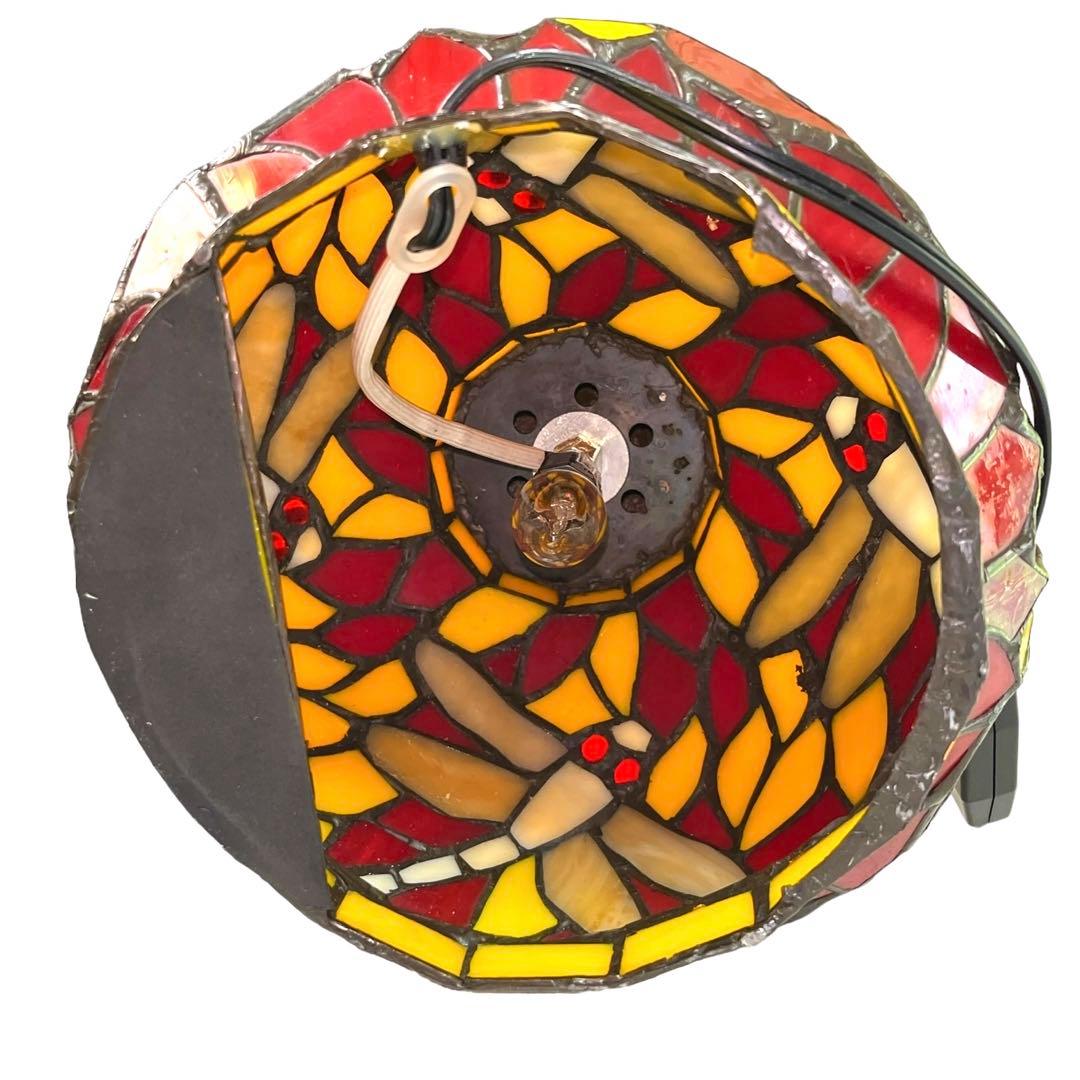 ステンドグラス ヴィンテージテーブルランプ ３灯　トンボ　 アンティーク