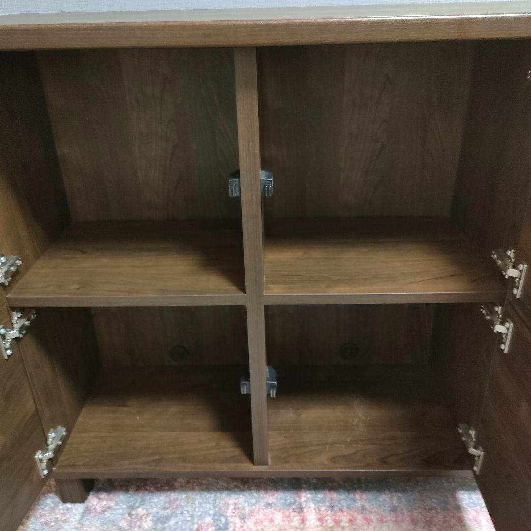 LOWYA サイドボード ダークブラウン6枚扉プッシュオープン式 脚付き