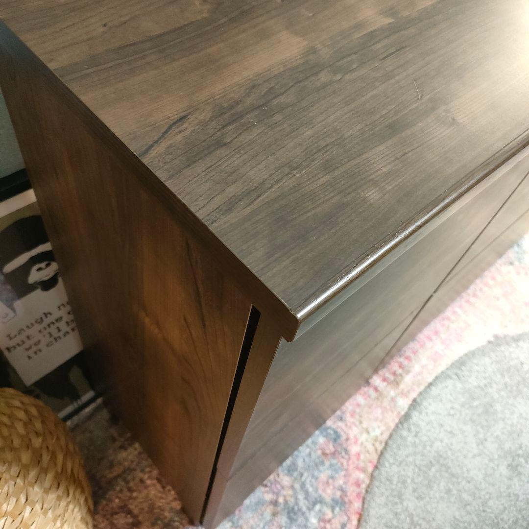 LOWYA サイドボード ダークブラウン6枚扉プッシュオープン式 脚付き