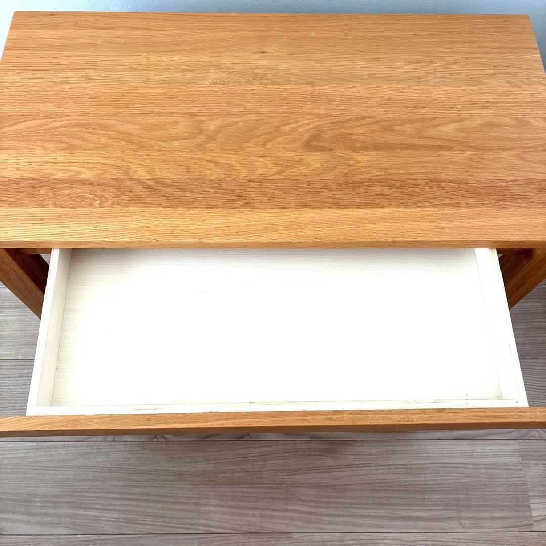 【廃盤】無印良品 無垢材 ローテーブル 引出し 天然木 オーク