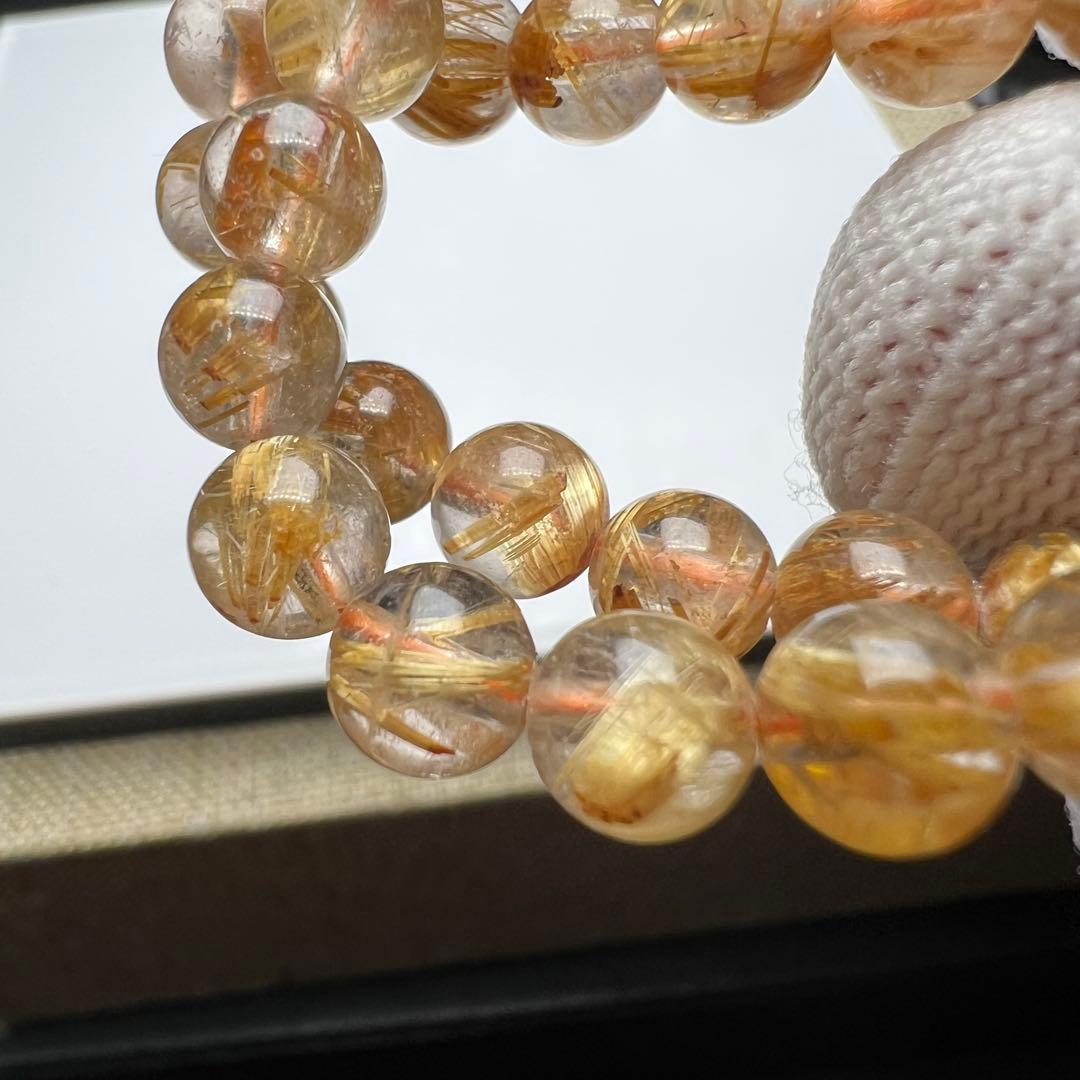 【81221】ハイグレード ゴールドルチルクォーツ6mm54cm 3連巻きブレス