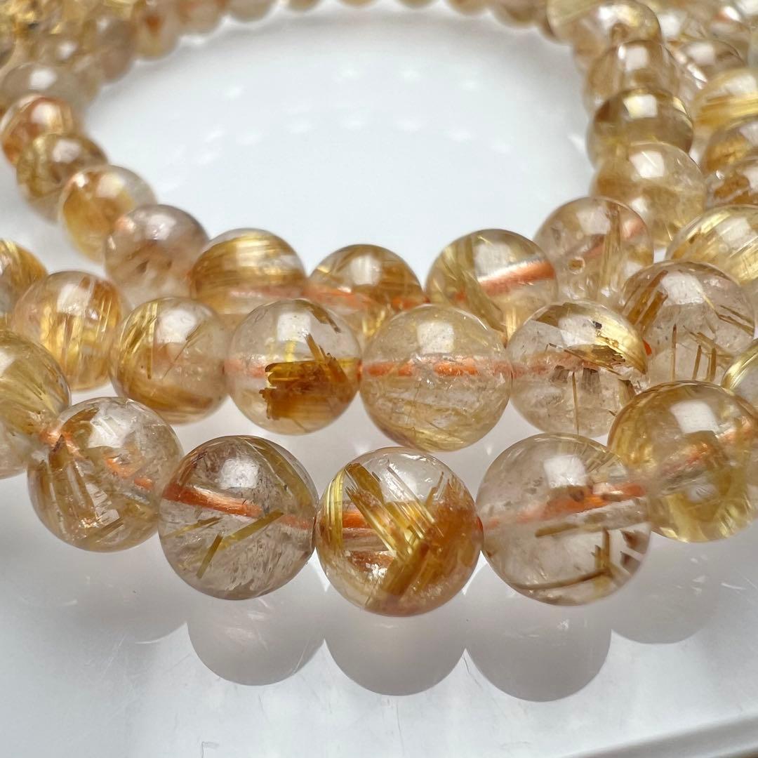 【81221】ハイグレード ゴールドルチルクォーツ6mm54cm 3連巻きブレス