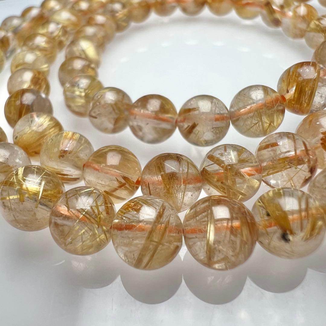 【81221】ハイグレード ゴールドルチルクォーツ6mm54cm 3連巻きブレス