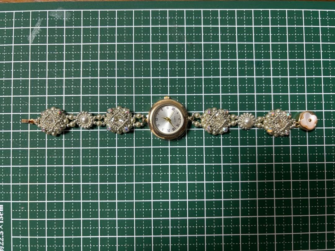 ハンドメイド ゴールド クリスタル ビーズ 腕時計