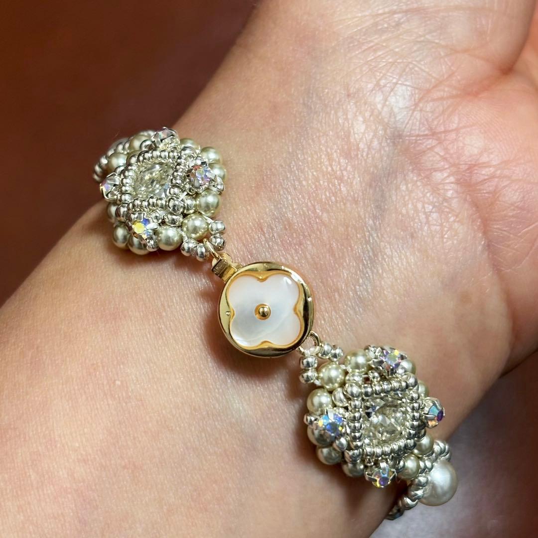 ハンドメイド ゴールド クリスタル ビーズ 腕時計