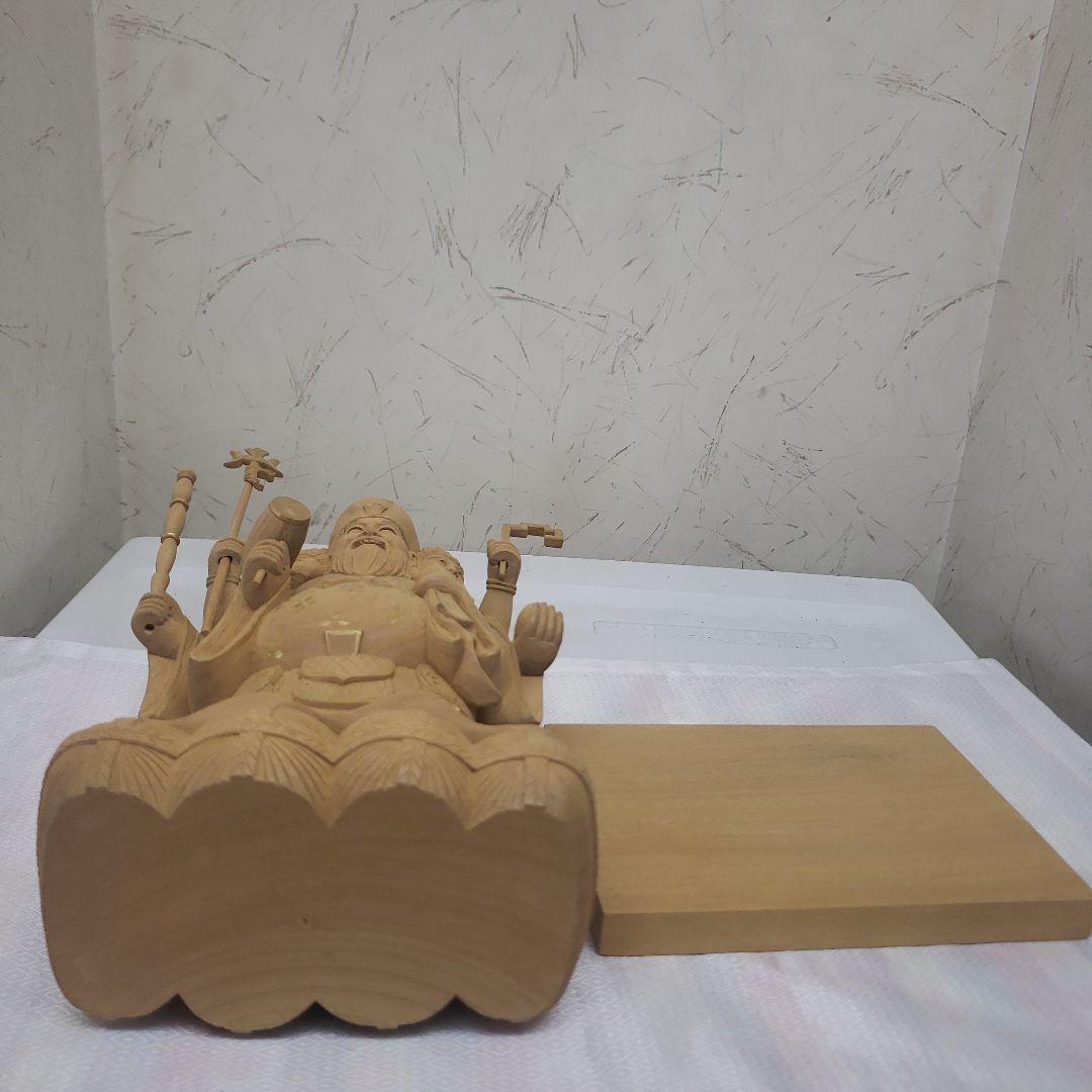 Ｂフライデー蔵出し特価仏像特上彫り香木 三面大黒天5寸立 眼入五穀豊穣 商売繁盛