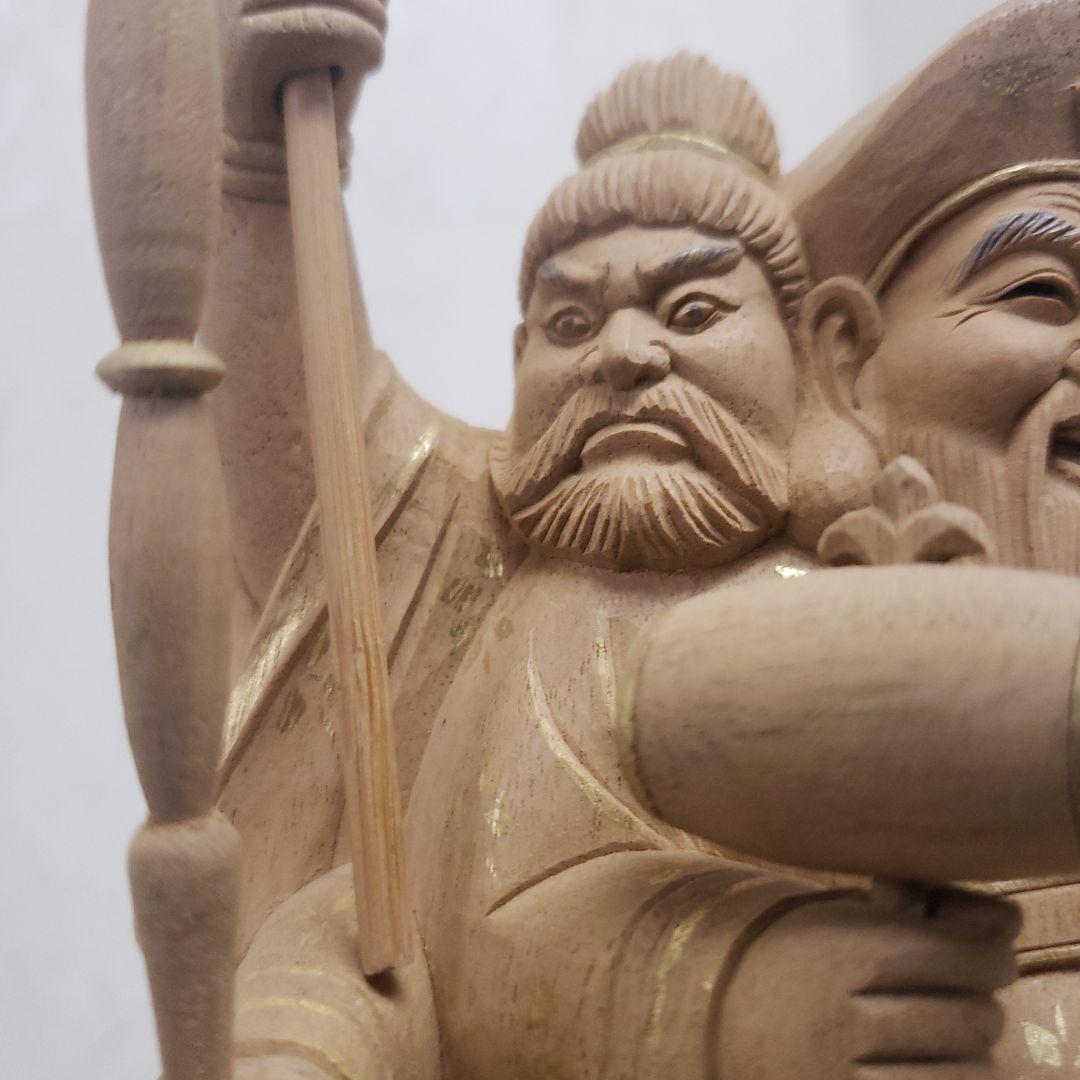 Ｂフライデー蔵出し特価仏像特上彫り香木 三面大黒天5寸立 眼入五穀豊穣 商売繁盛