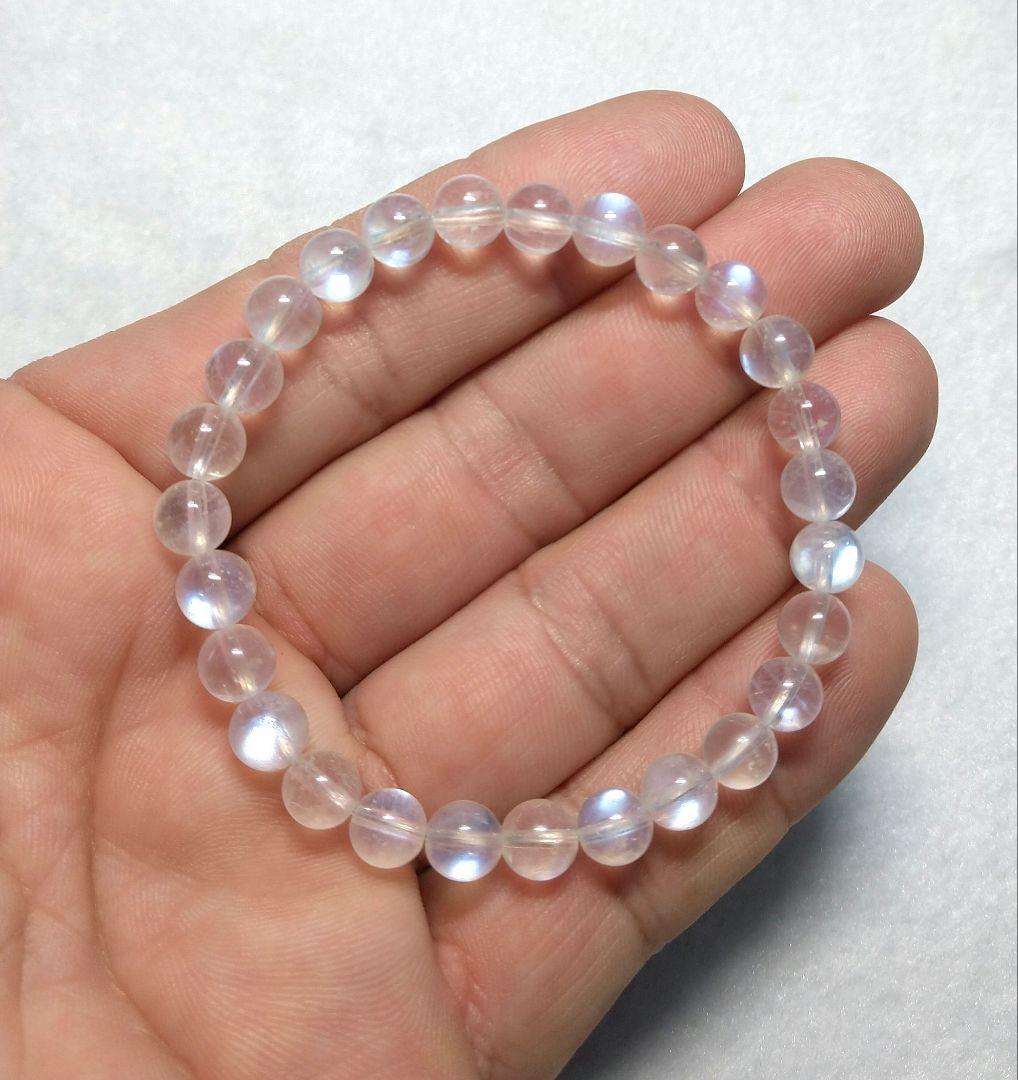 【極上,小粒】ブルームーンストーン　７㎜　ブレスレット　美品　希少　天然