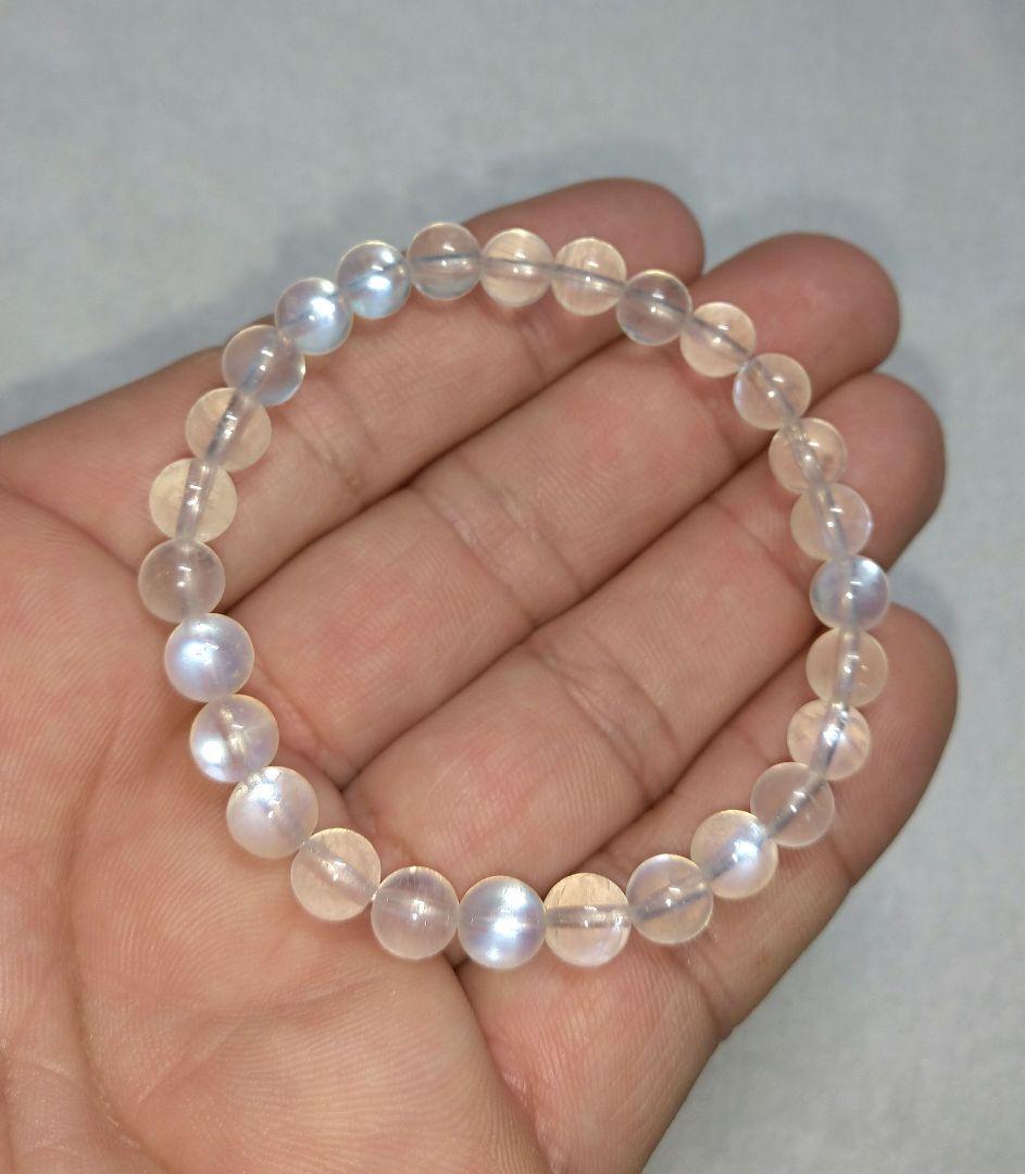 【極上,小粒】ブルームーンストーン　７㎜　ブレスレット　美品　希少　天然