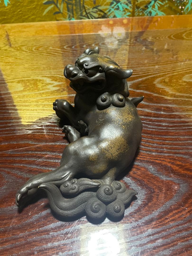 備前焼　獅子　柴岡香山