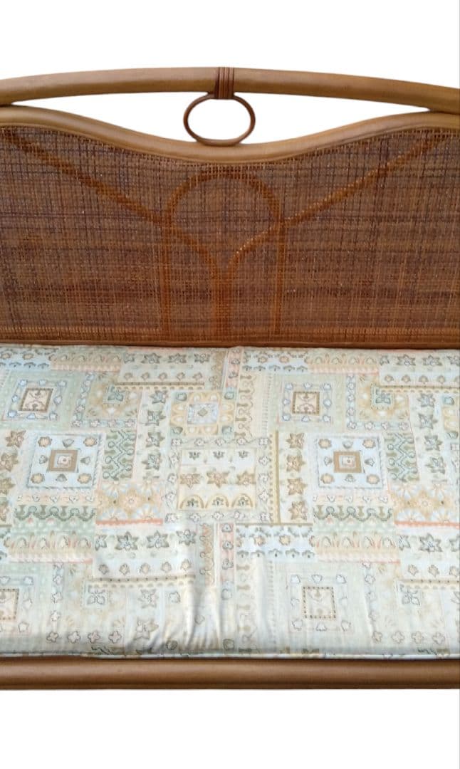 アンティーク　籐　二人掛け　ラタンソファー　ロータイプ