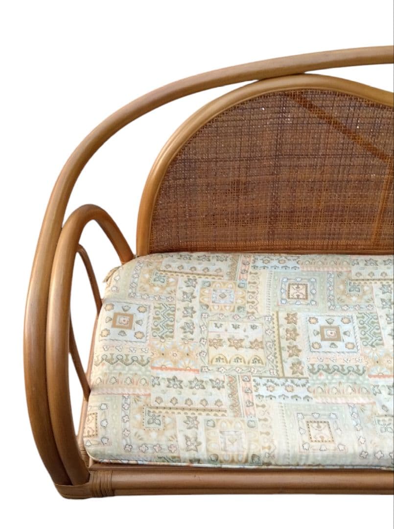 アンティーク　籐　二人掛け　ラタンソファー　ロータイプ