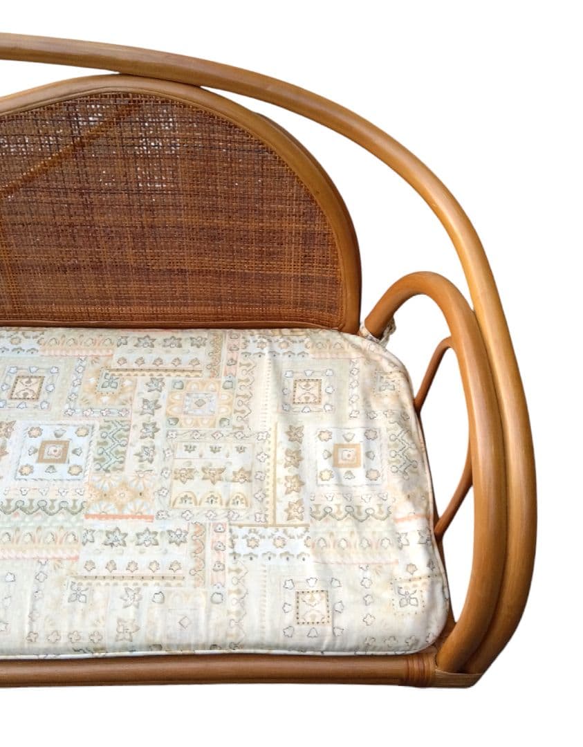 アンティーク　籐　二人掛け　ラタンソファー　ロータイプ