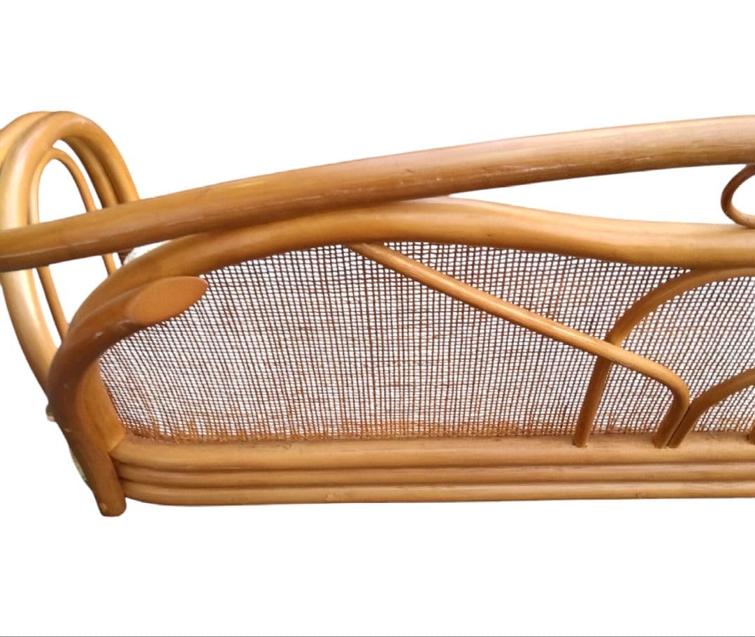 アンティーク　籐　二人掛け　ラタンソファー　ロータイプ