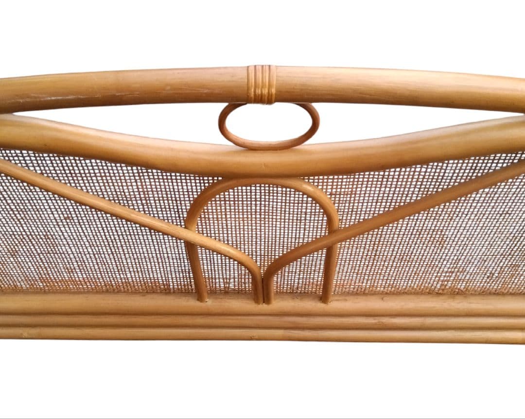 アンティーク　籐　二人掛け　ラタンソファー　ロータイプ