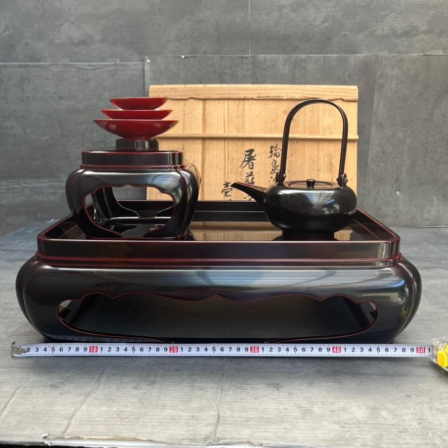 美品✨ 輪島塗 漆塗り 屠蘇器 お屠蘇セット（お銚子、三つ組盃、屠蘇台）