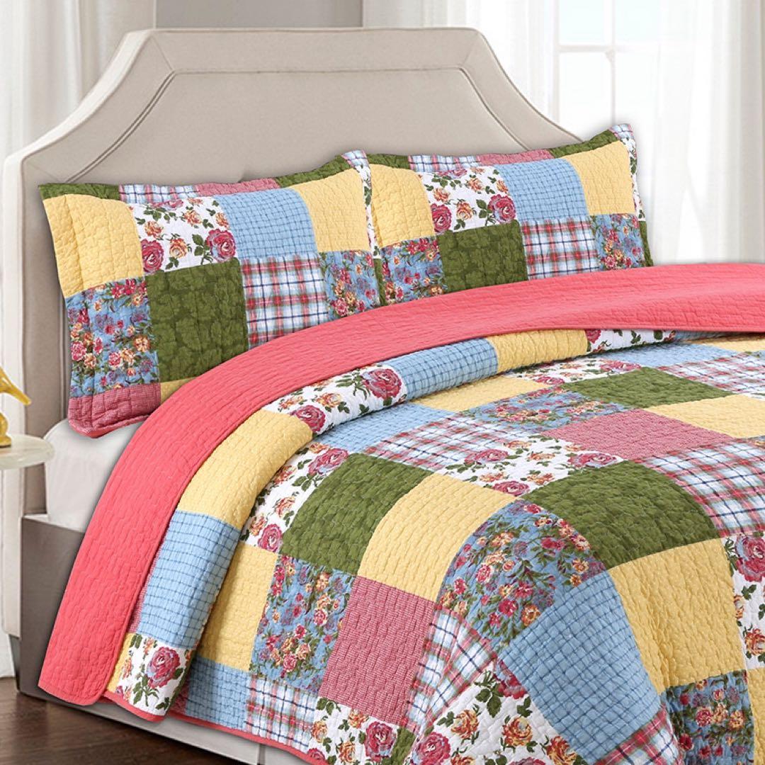 キルトベッドカバー3点セット綿マルチカバー キルティング 1030-3