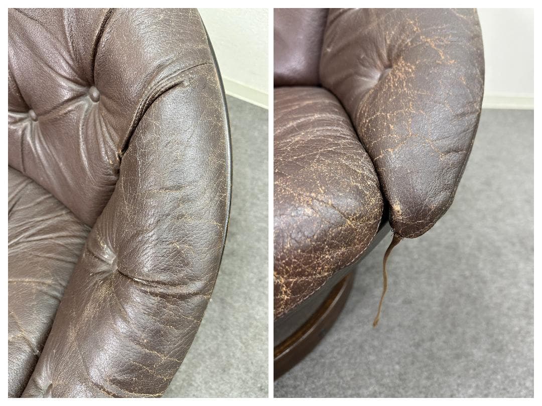 70's北欧ヴィンテージ■Convair回転ラウンジチェア　レザー　ノルウェー