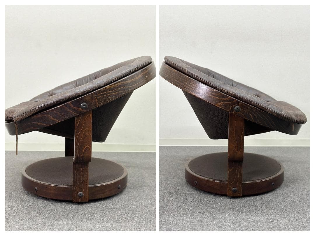 70's北欧ヴィンテージ■Convair回転ラウンジチェア　レザー　ノルウェー