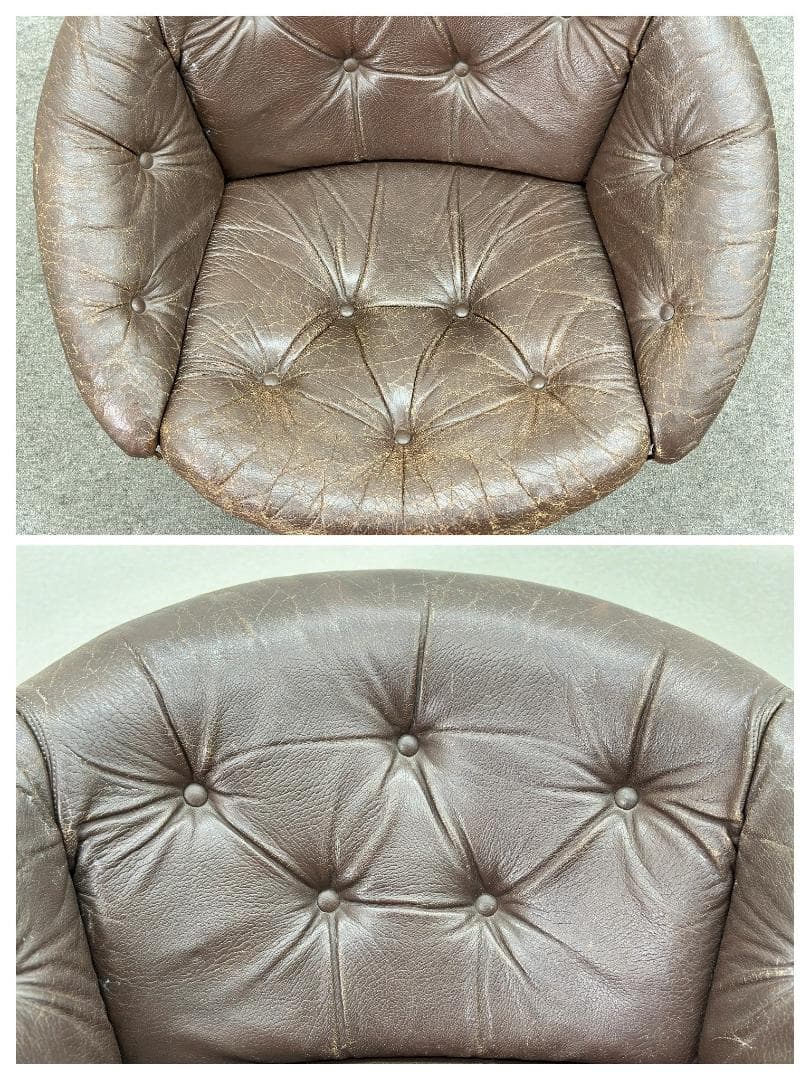 70's北欧ヴィンテージ■Convair回転ラウンジチェア　レザー　ノルウェー