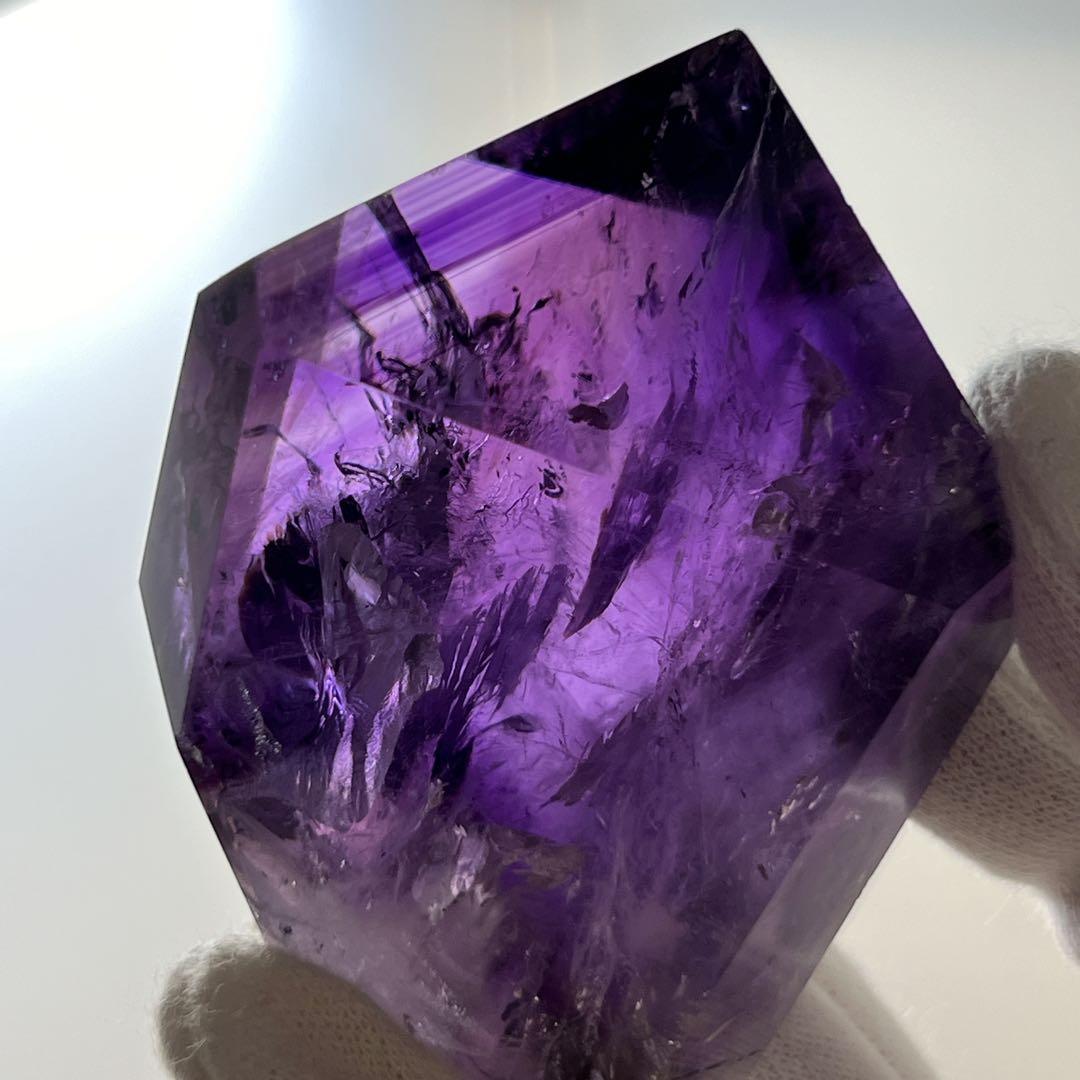 天然石 美品 高品質 スーパーファントムアメジストフリーフォーム ライト付