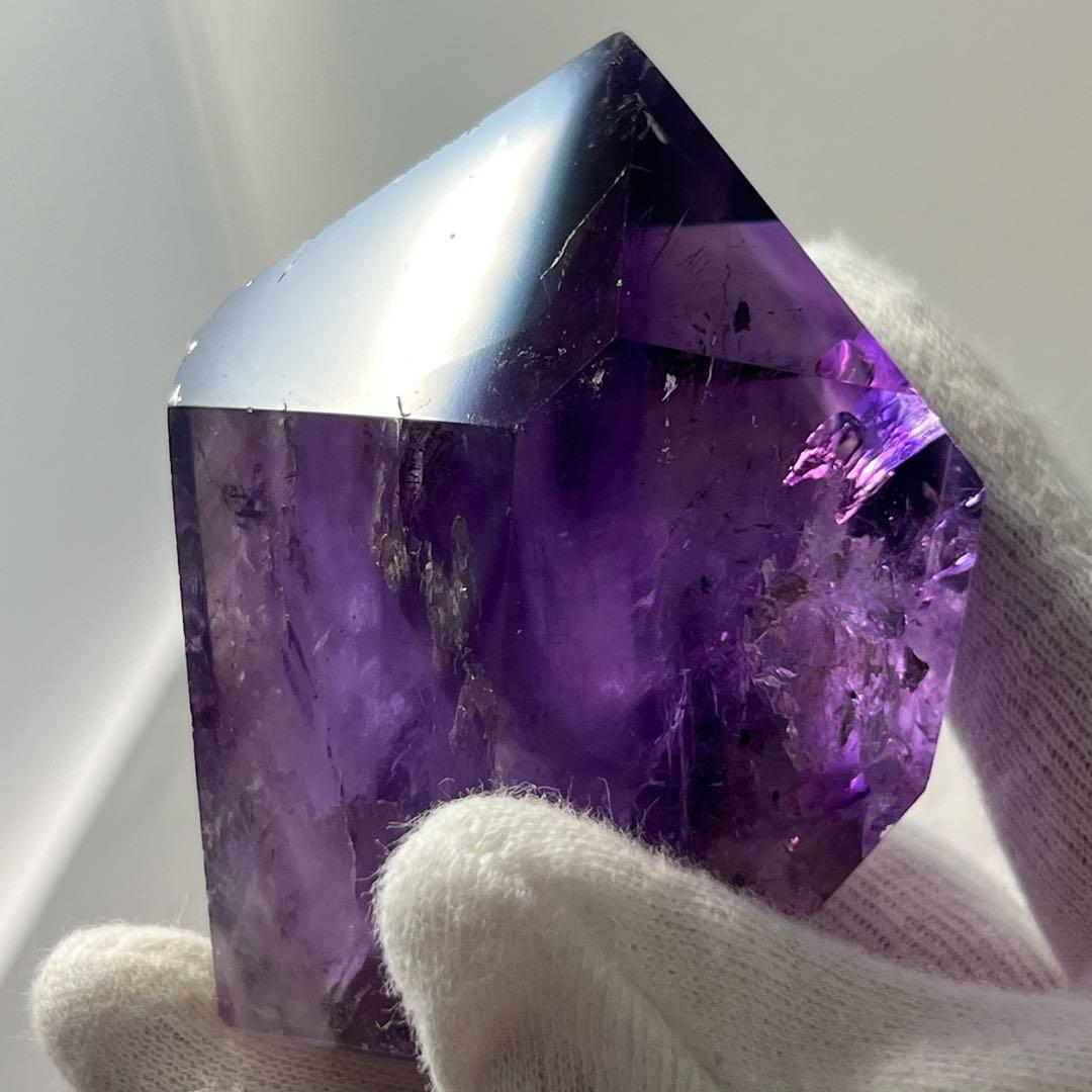 天然石 美品 高品質 スーパーファントムアメジストフリーフォーム ライト付