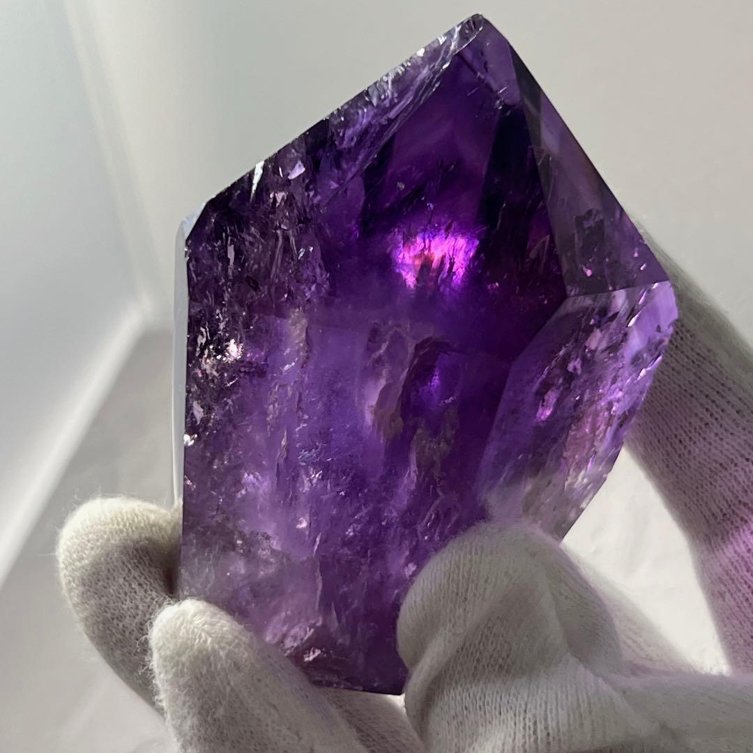 天然石 美品 高品質 スーパーファントムアメジストフリーフォーム ライト付