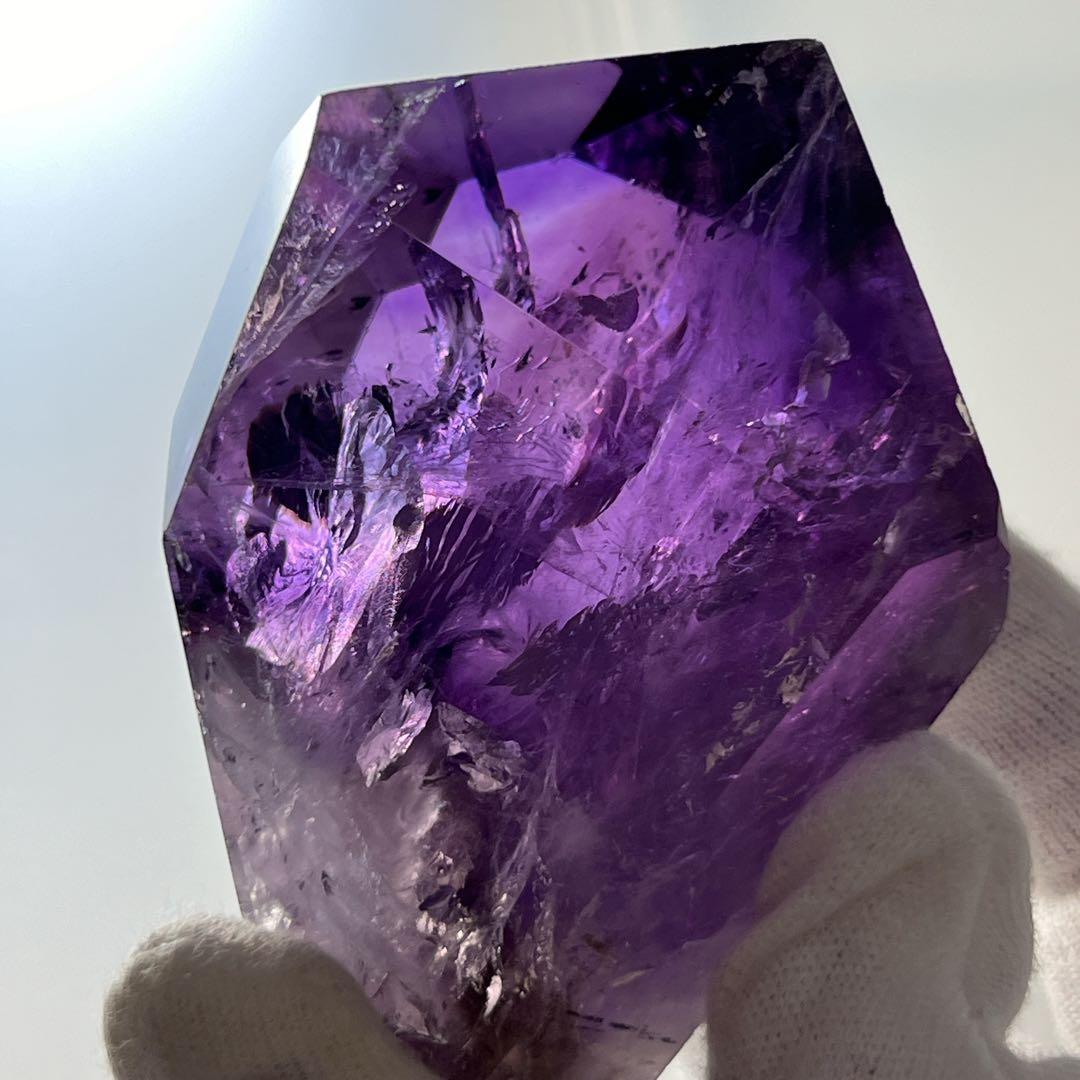 天然石 美品 高品質 スーパーファントムアメジストフリーフォーム ライト付