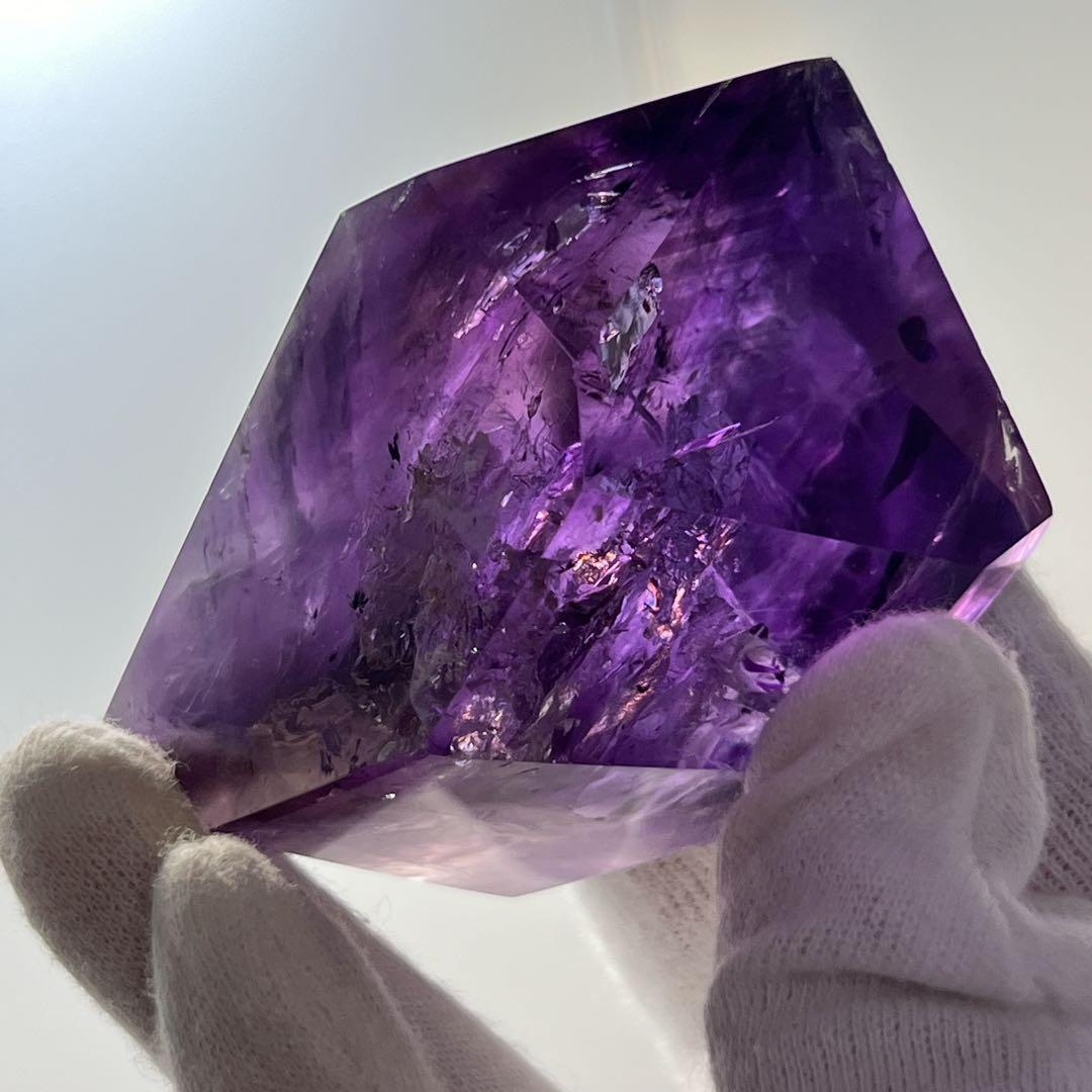 天然石 美品 高品質 スーパーファントムアメジストフリーフォーム ライト付