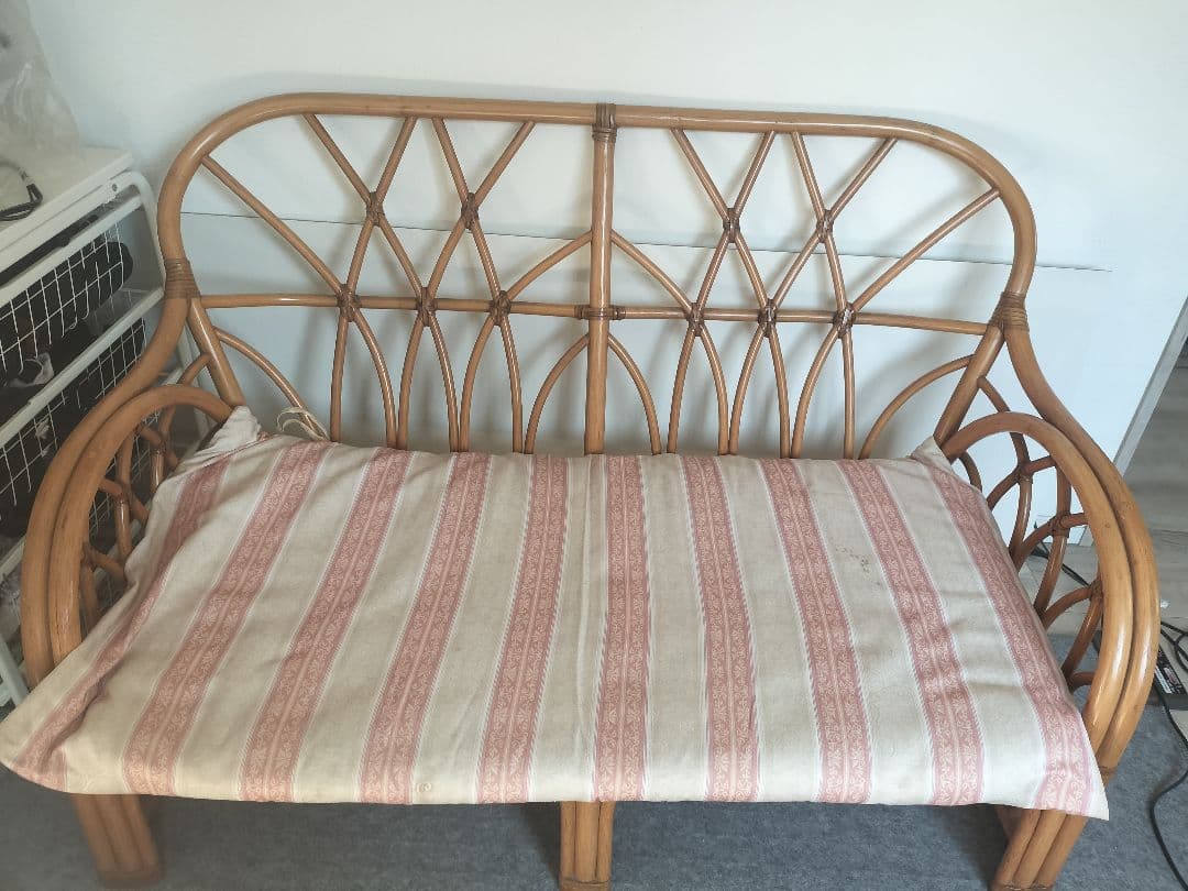 【配送不可。引取り限定】ラタンソファ 2人掛け