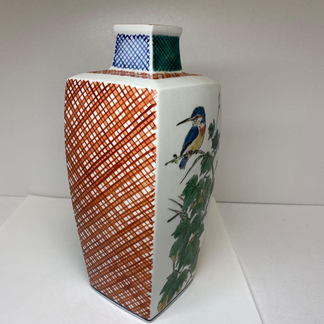 鈴木爽司 色絵花鳥図 角瓶 高さ約29.5㎝ 東さ8-0107① - メルカリ