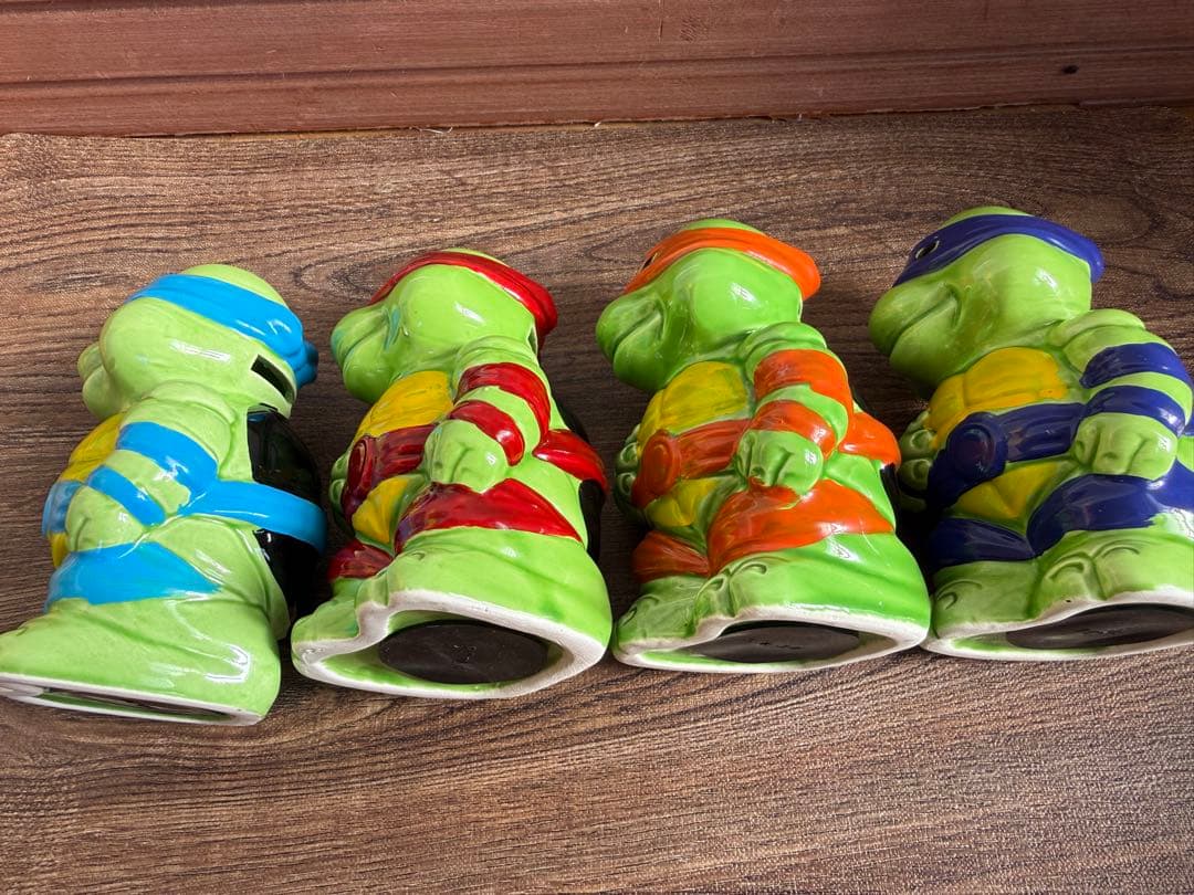 激レア 4体セット ミュータントタートルズ 陶器製 貯金箱 忍者タートルズ