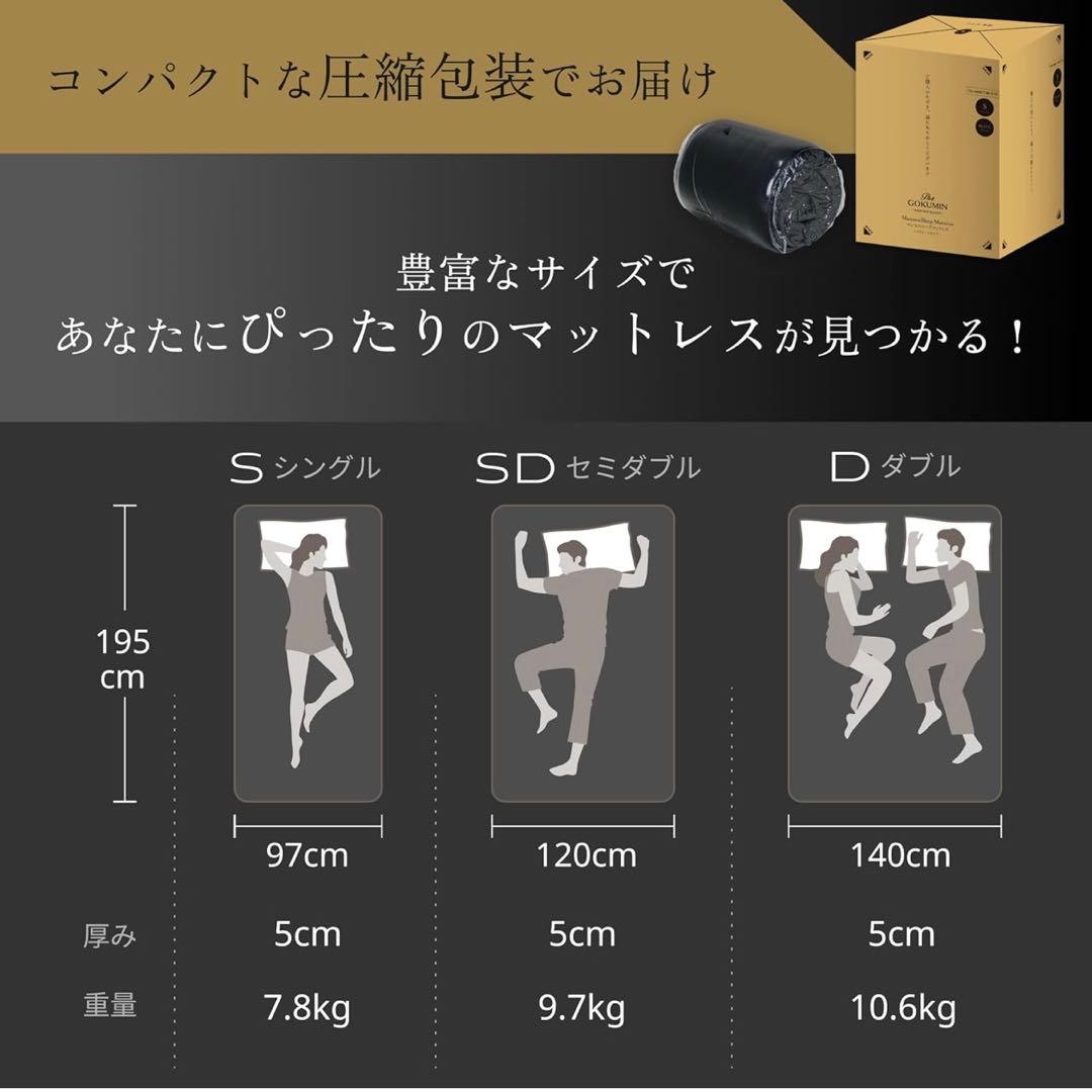 GOKUMIN マットレス シングル 5cm 70D 300N G-MMS-T - メルカリ
